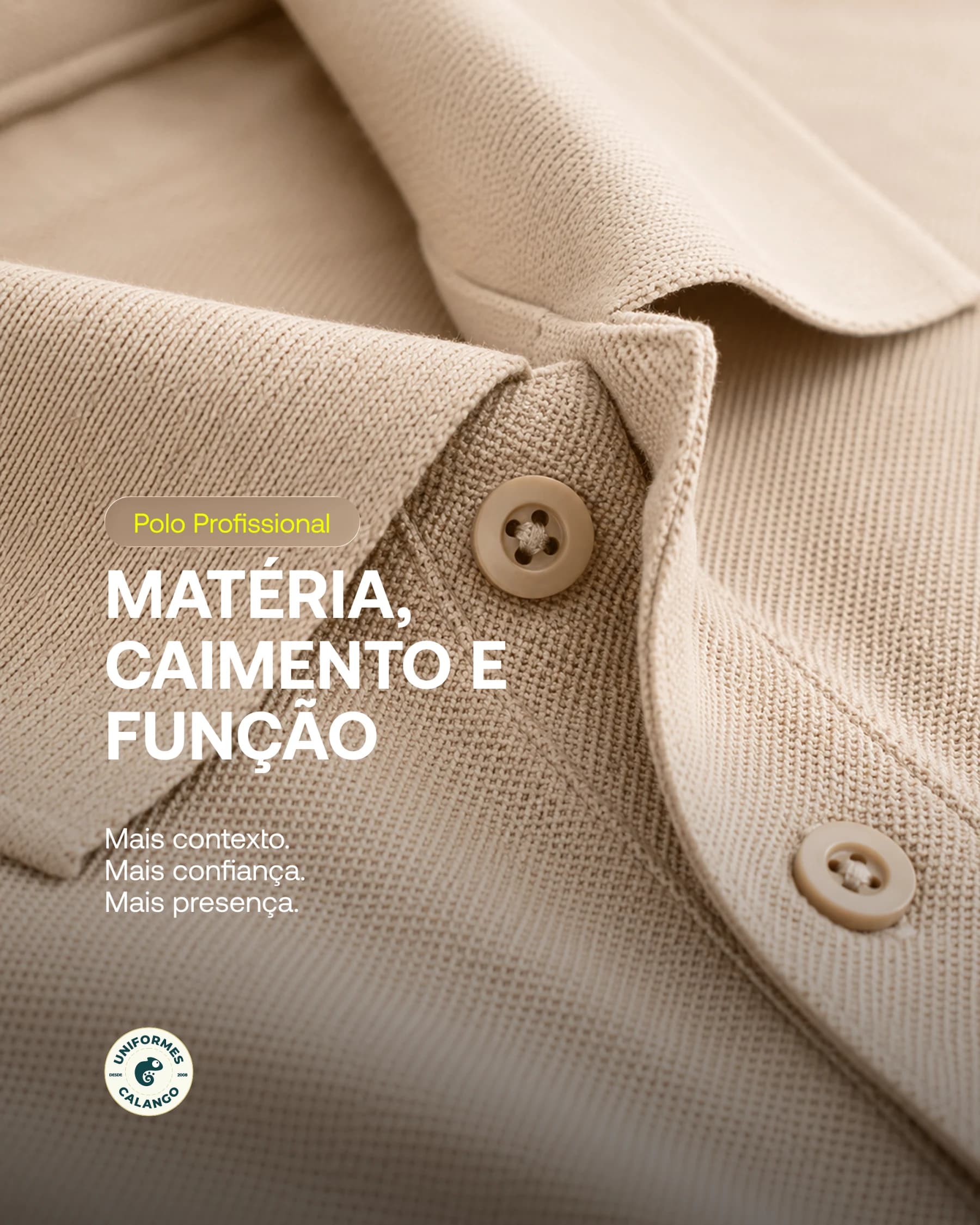 Conteúdo editorial com detalhe de uma camisa polo