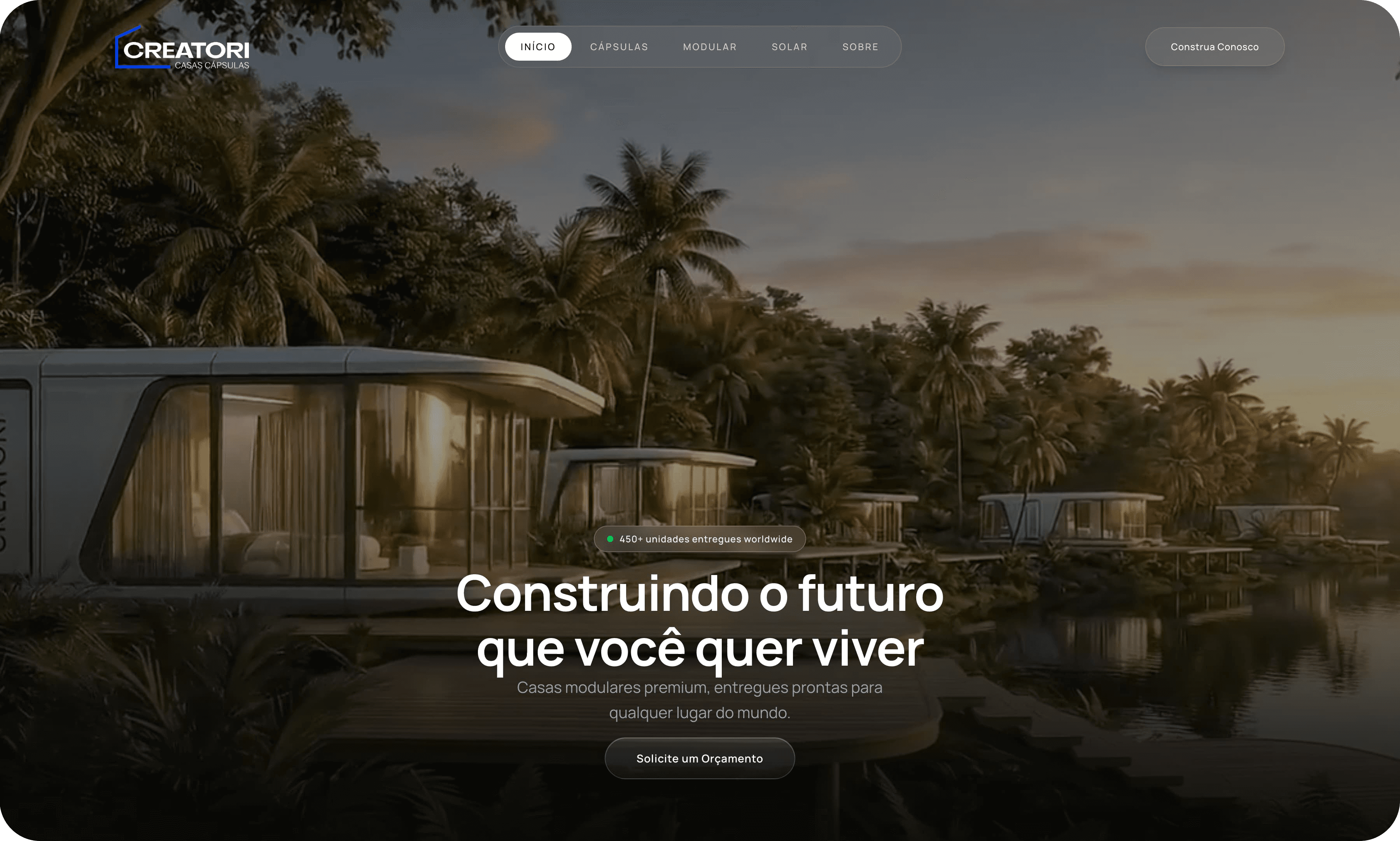 Experiência digital da Creatori apresentando um conjunto de cápsulas na paisagem